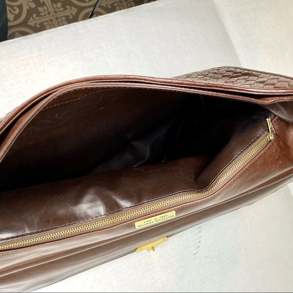 Vintage Bottega Veneta Intreciatto Men's Brown Calf Leather Briefcase Satchel - Picture 11 of 14